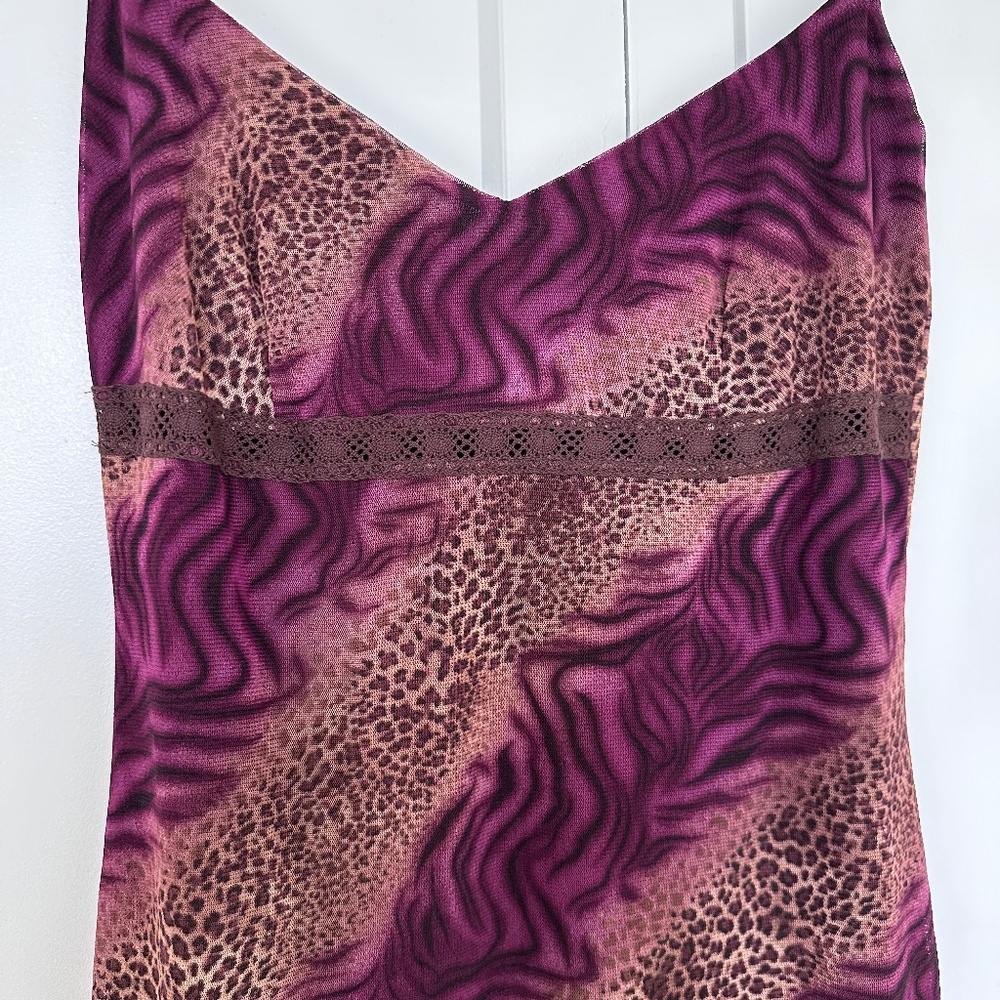 Vintage Animal Print Embroidered Dress